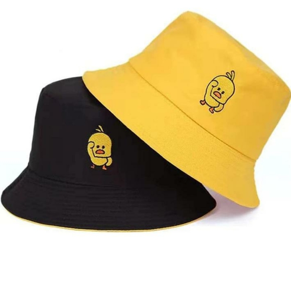 Unisex duck embroidered bucket hat reversible fisherman hat - Picture 2 of 3